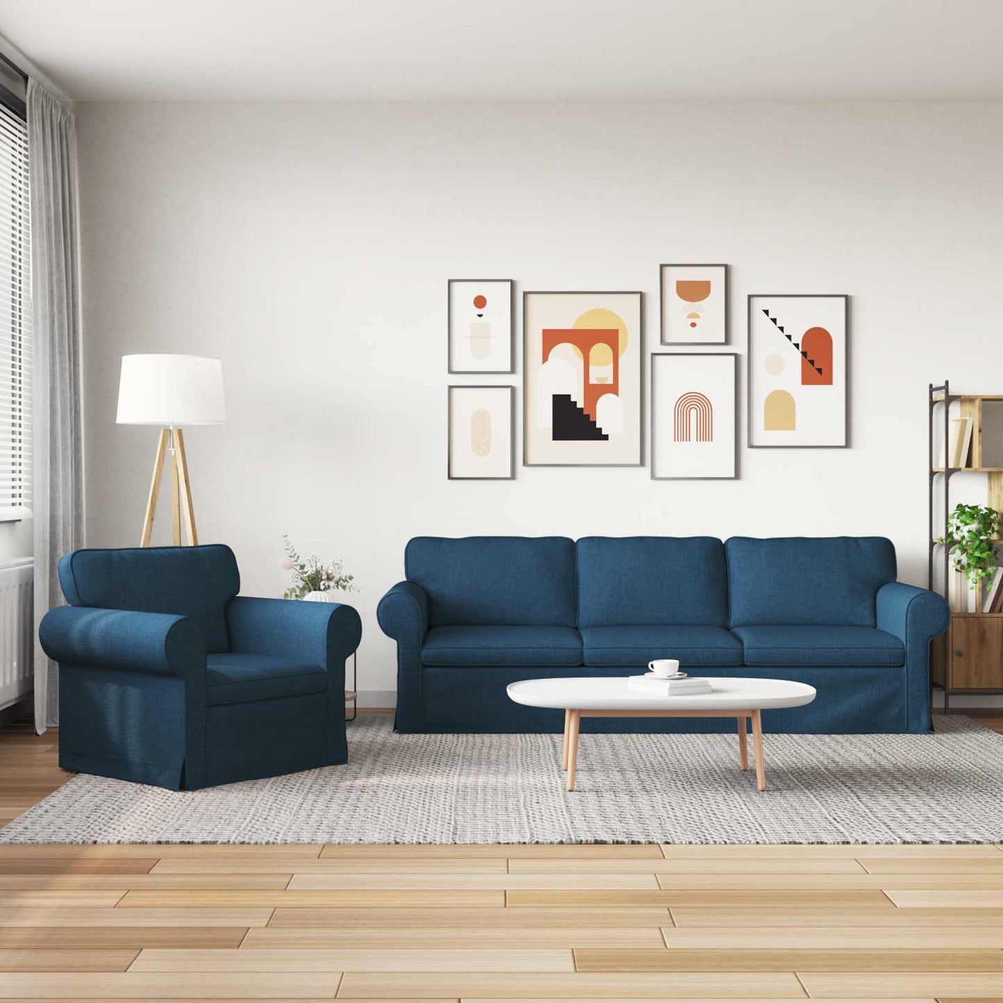 vidaXL Sofa 2 pcs Blau 245 x 82 x 80 cm Stoff