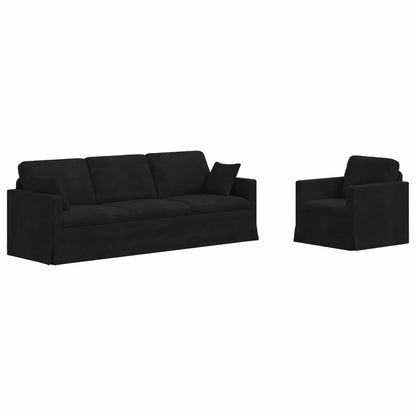 Sofa Set 2 pcs Schwarz 228 x 78 x 80 cm Samt