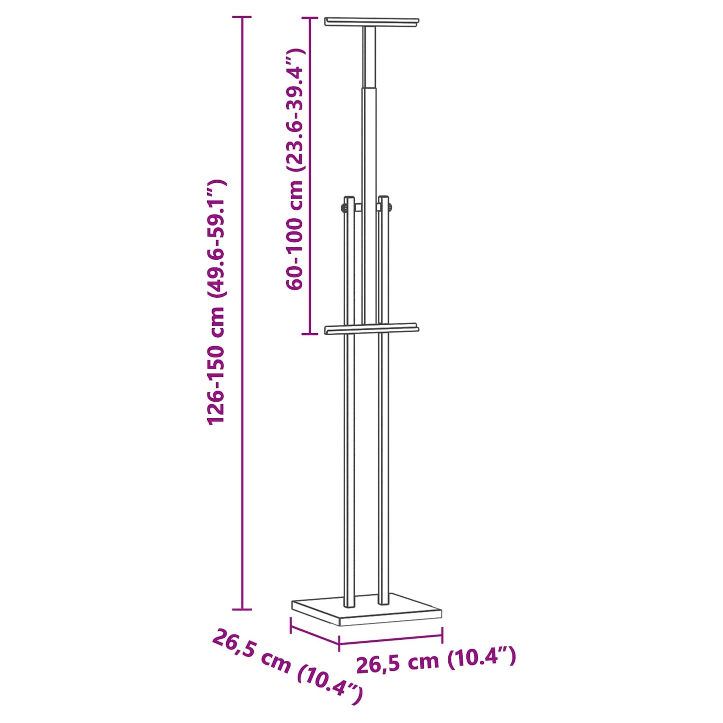 Messestände 2 pcs Schwarz 26,5 x 26,5 x 150 cm Stahl
