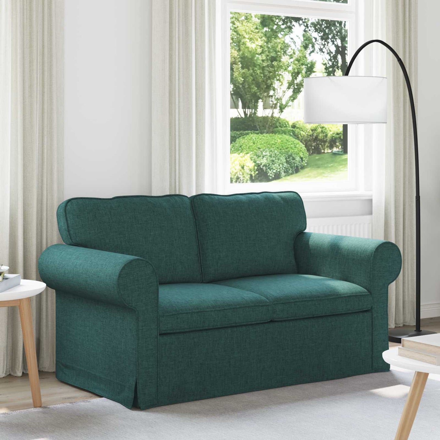 Sofa Dunkelgrün 215 x 82 x 80 cm Stoff