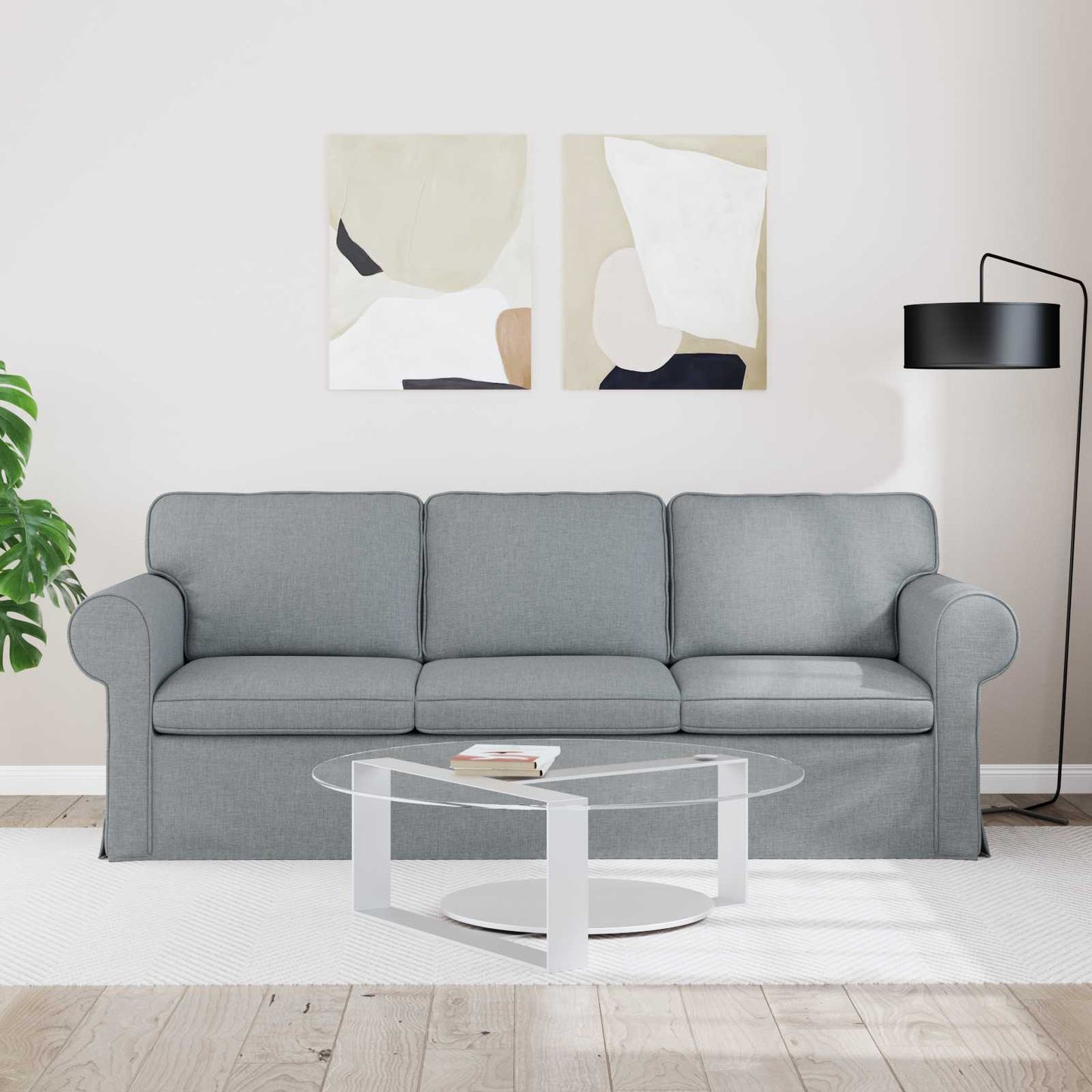 vidaXL Sofa Hellgrau 215 x 82 x 80 cm Stoff