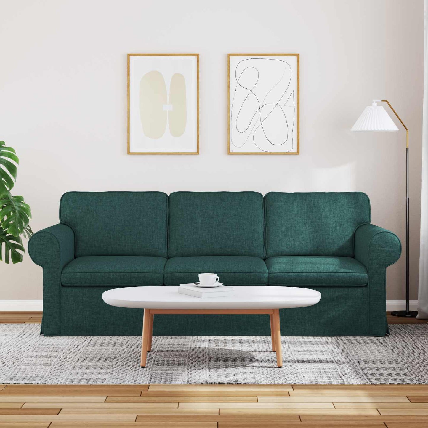 vidaXL Sofa Dunkelgrün 215 x 82 x 80 cm Stoff