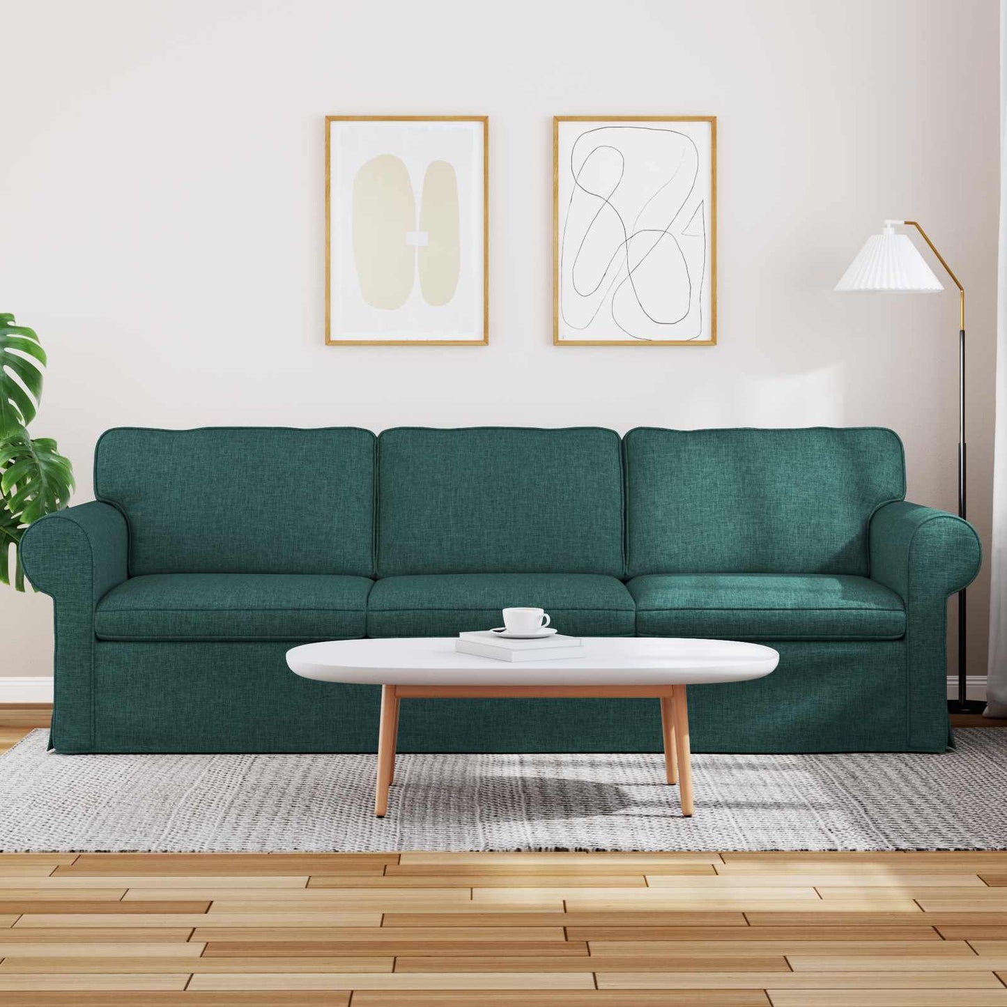 vidaXL Sofa Dunkelgrün 215 x 82 x 80 cm Stoff