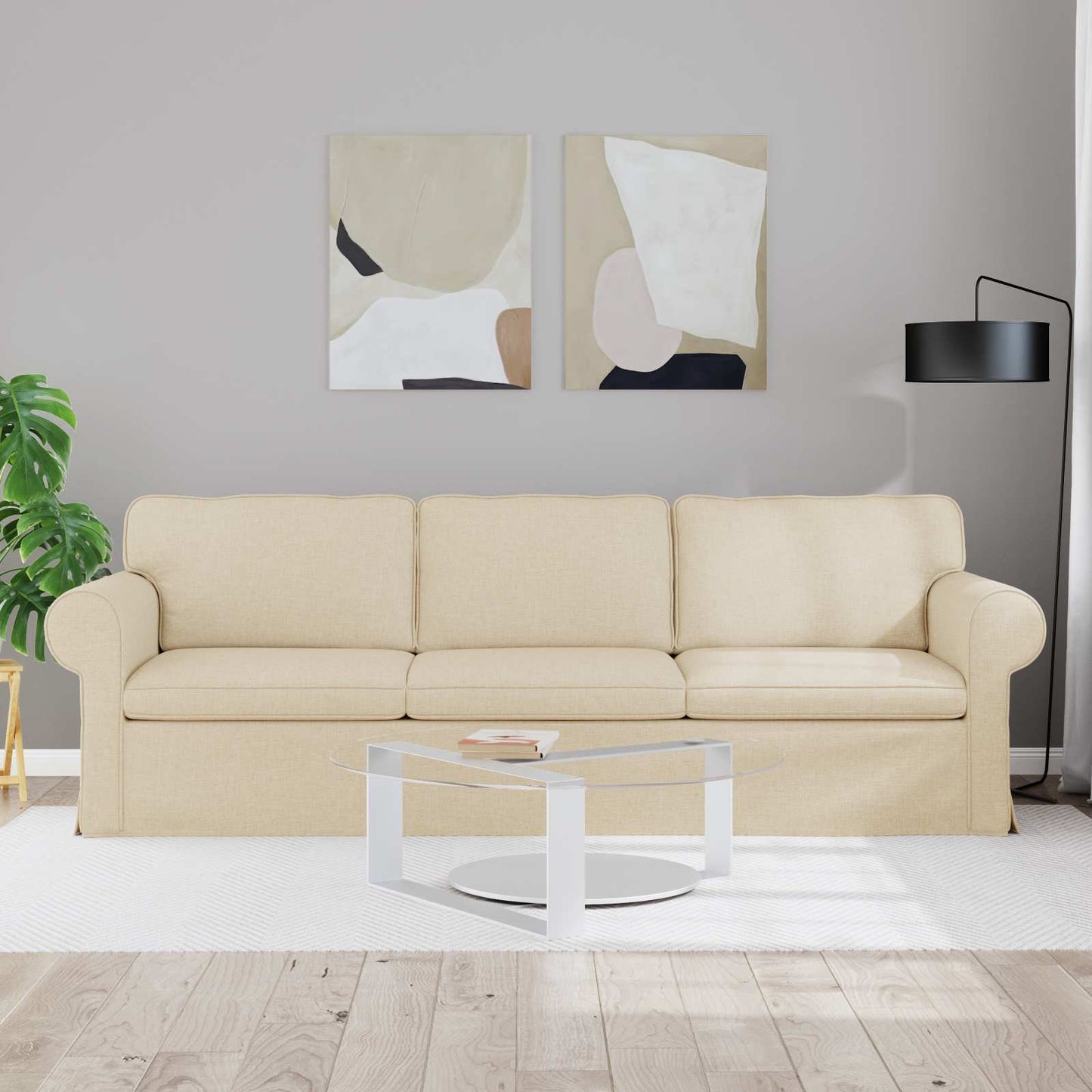 vidaXL Sofa Creme 215 x 82 x 80 cm Stoff