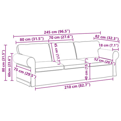 vidaXL Sofa Creme 215 x 82 x 80 cm Stoff