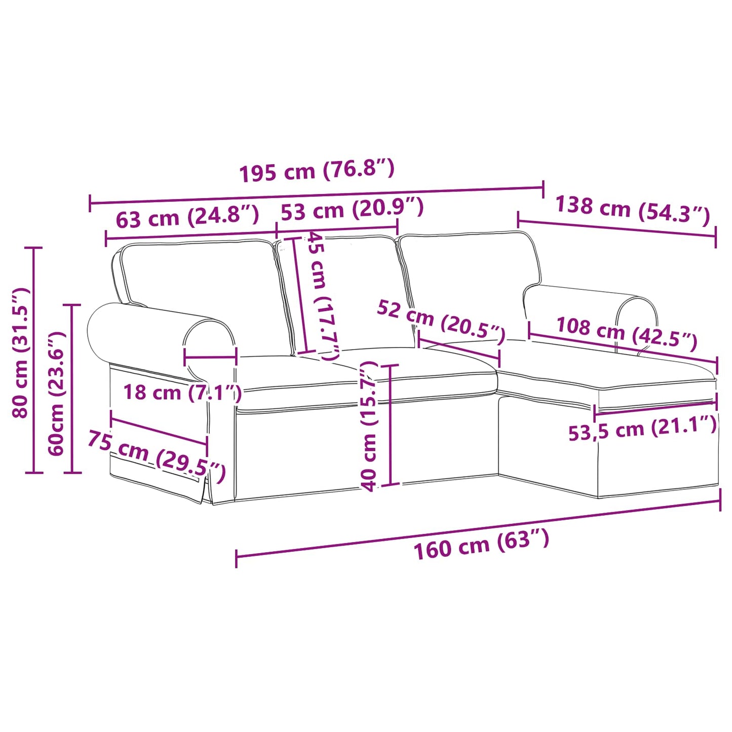 vidaXL Sofa Dunkelgrau 215 x 138 x 80 cm Stoff