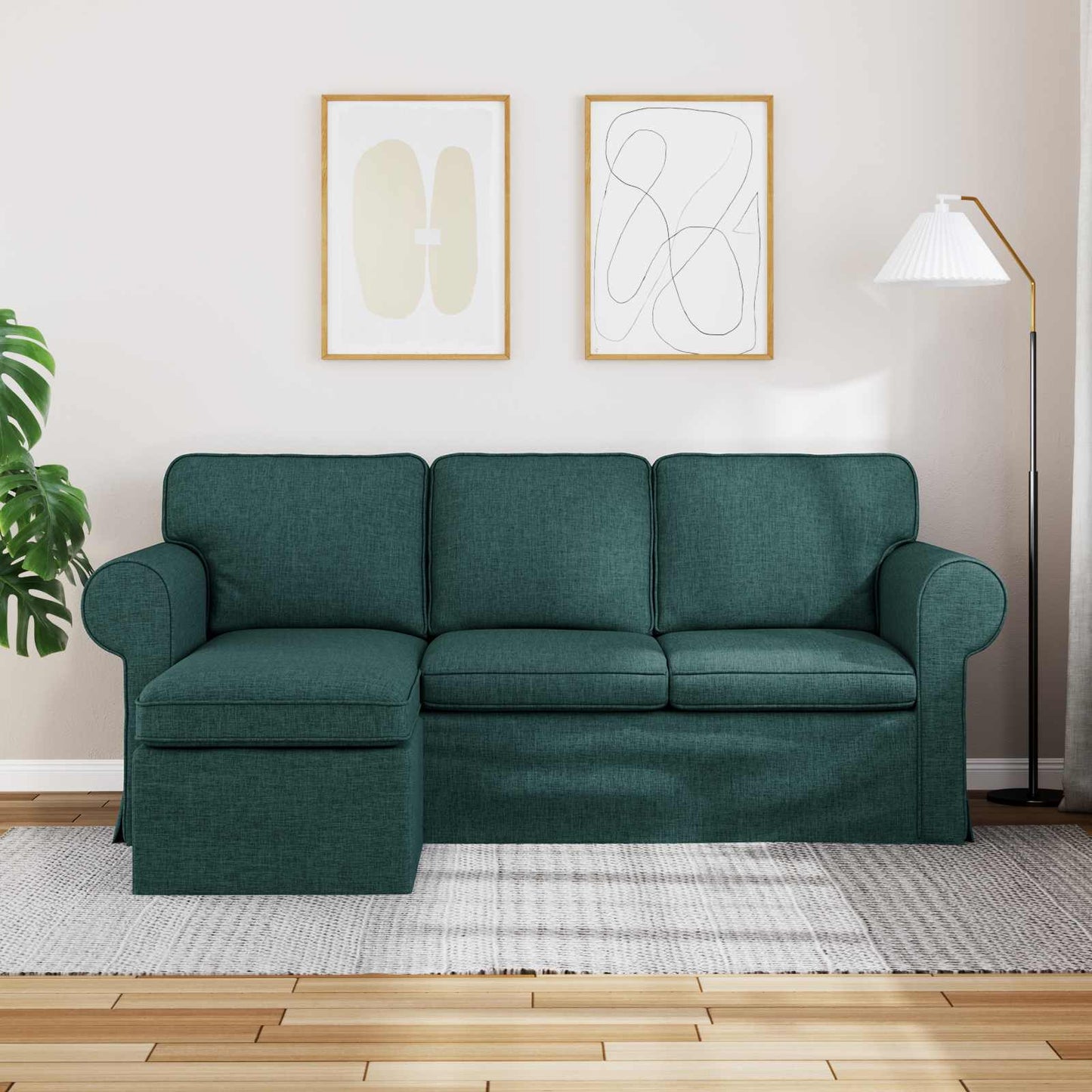 vidaXL Sofa Dunkelgrün 215 x 138 x 80 cm Stoff