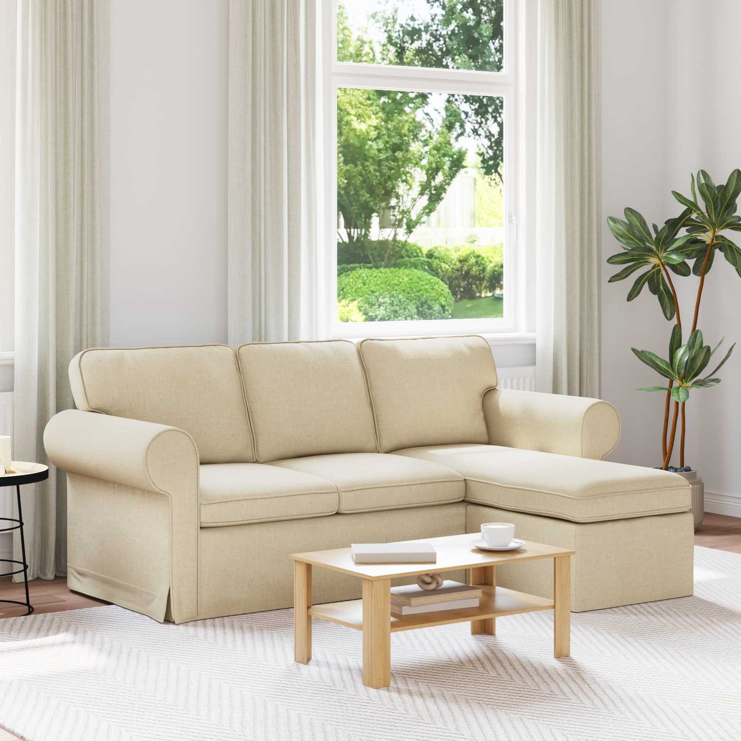 vidaXL Sofa Creme 215 x 138 x 80 cm Stoff