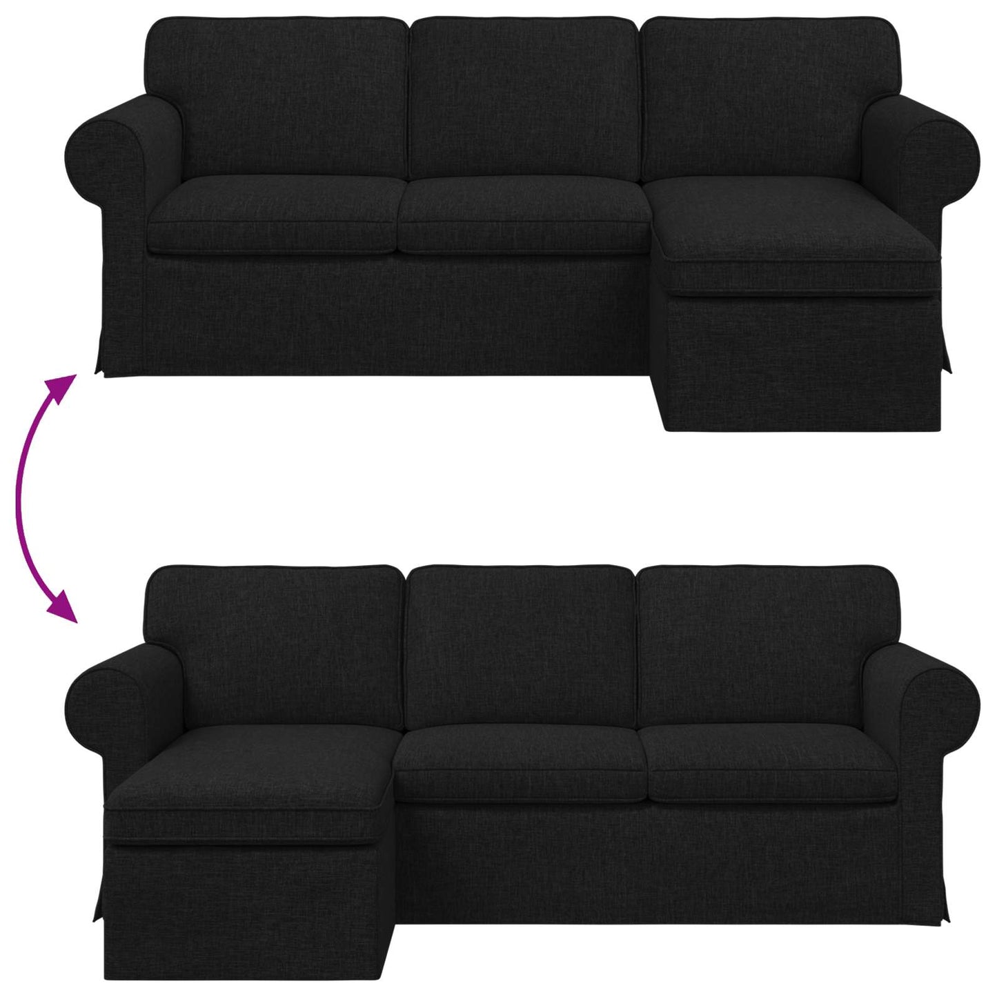 vidaXL Sofa Schwarz 215 x 138 x 80 cm Stoff