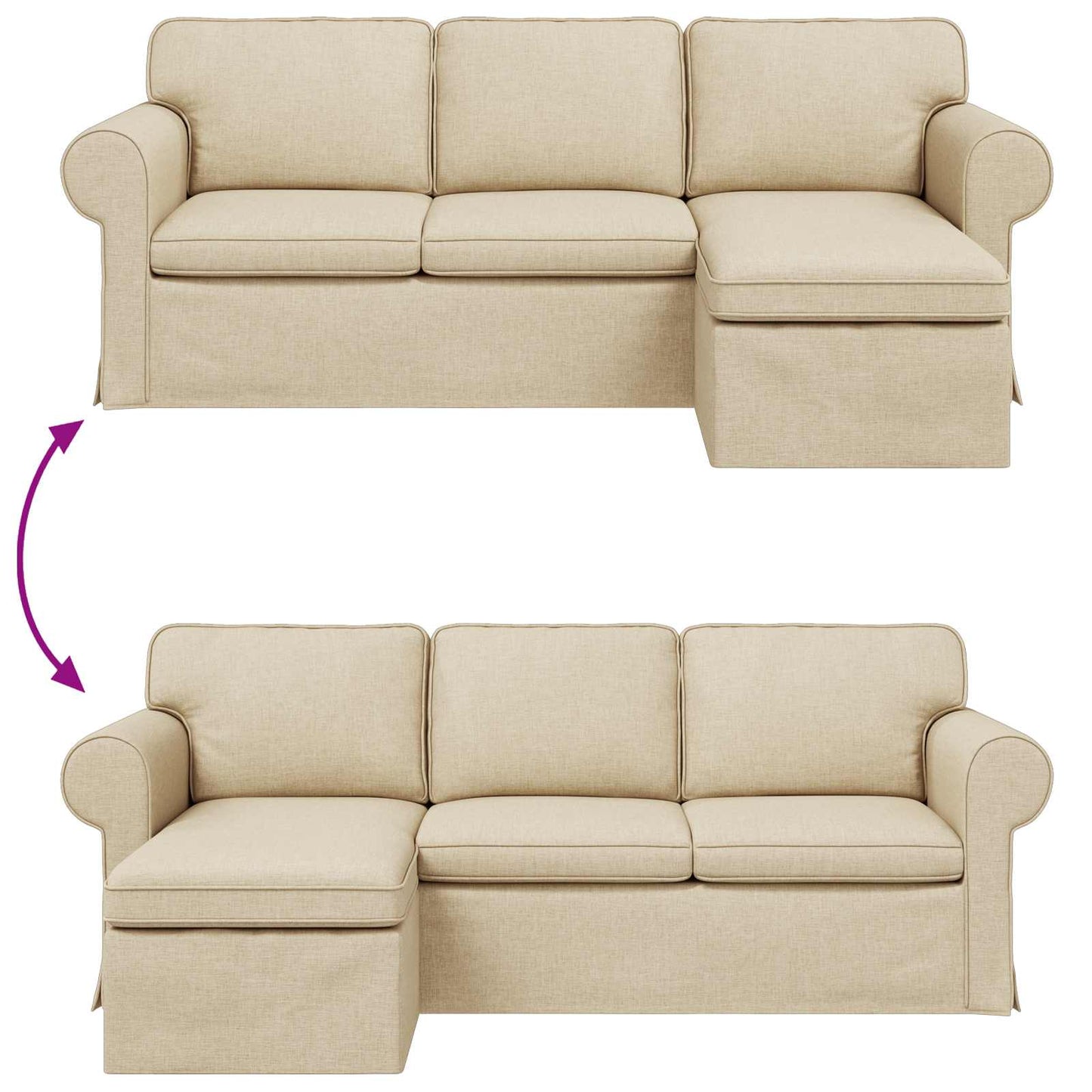 vidaXL Sofa Creme 215 x 138 x 80 cm Stoff