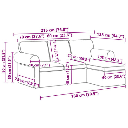 vidaXL Sofa Creme 215 x 138 x 80 cm Stoff