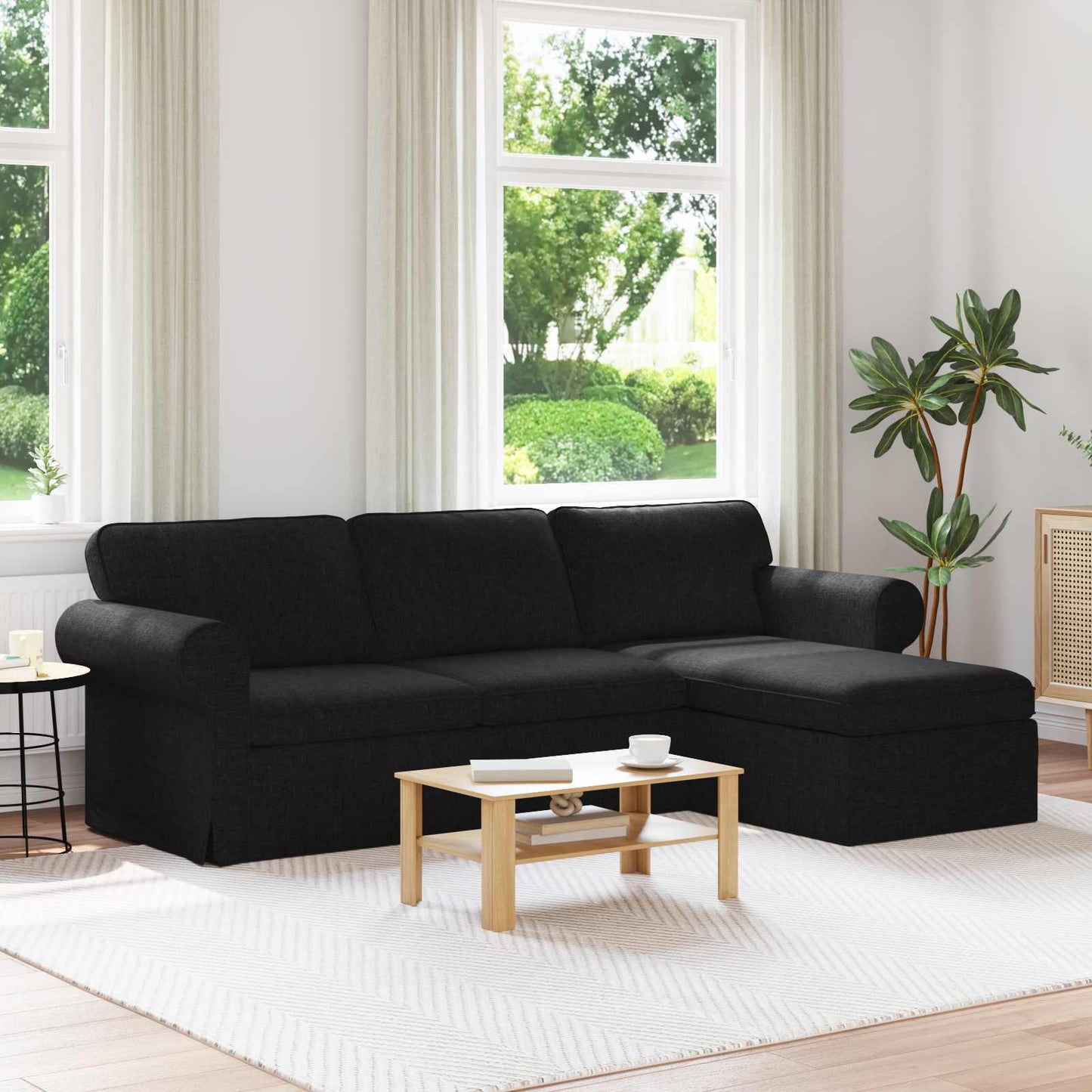vidaXL Sofa Schwarz 215 x 138 x 80 cm Stoff