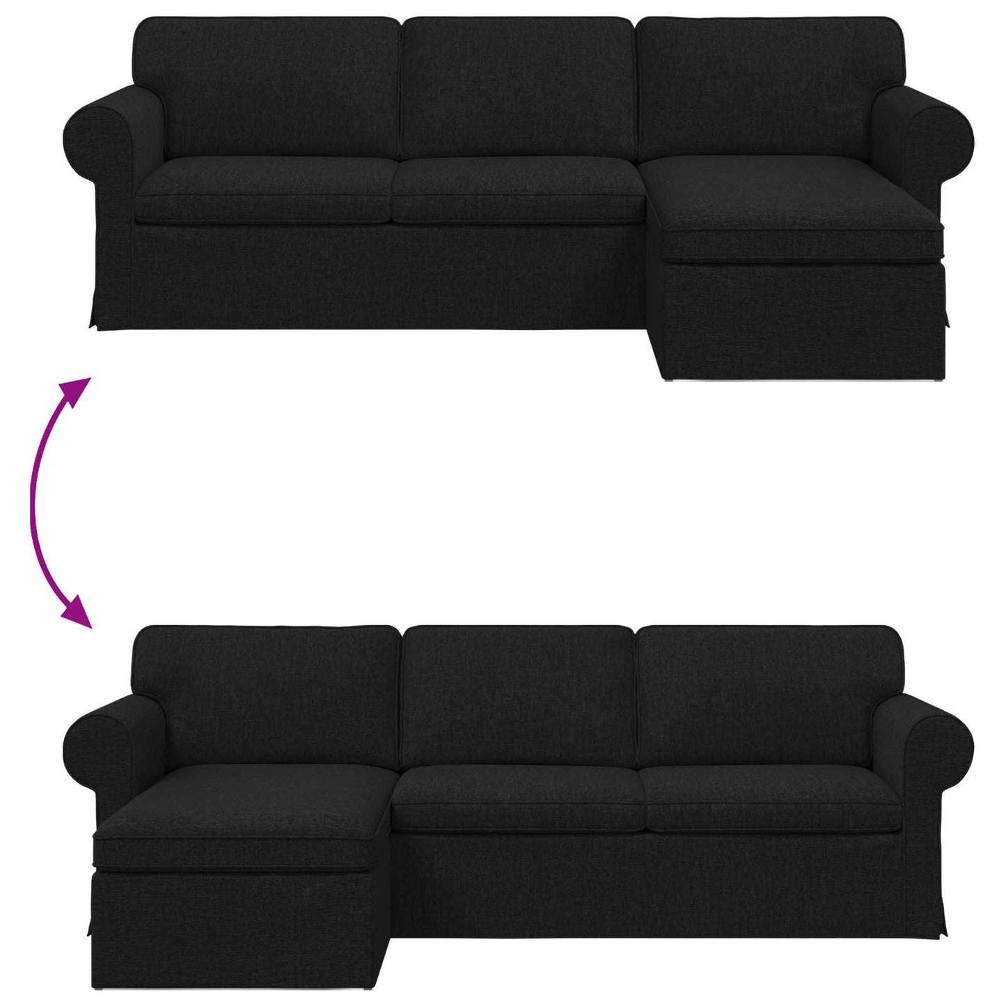 vidaXL Sofa Schwarz 215 x 138 x 80 cm Stoff