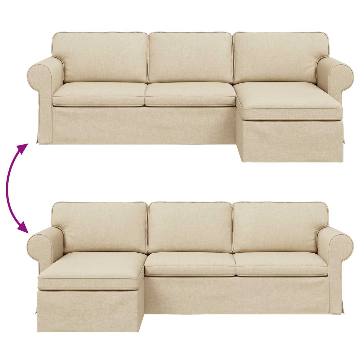 vidaXL Sofa Creme 215 x 138 x 80 cm Stoff