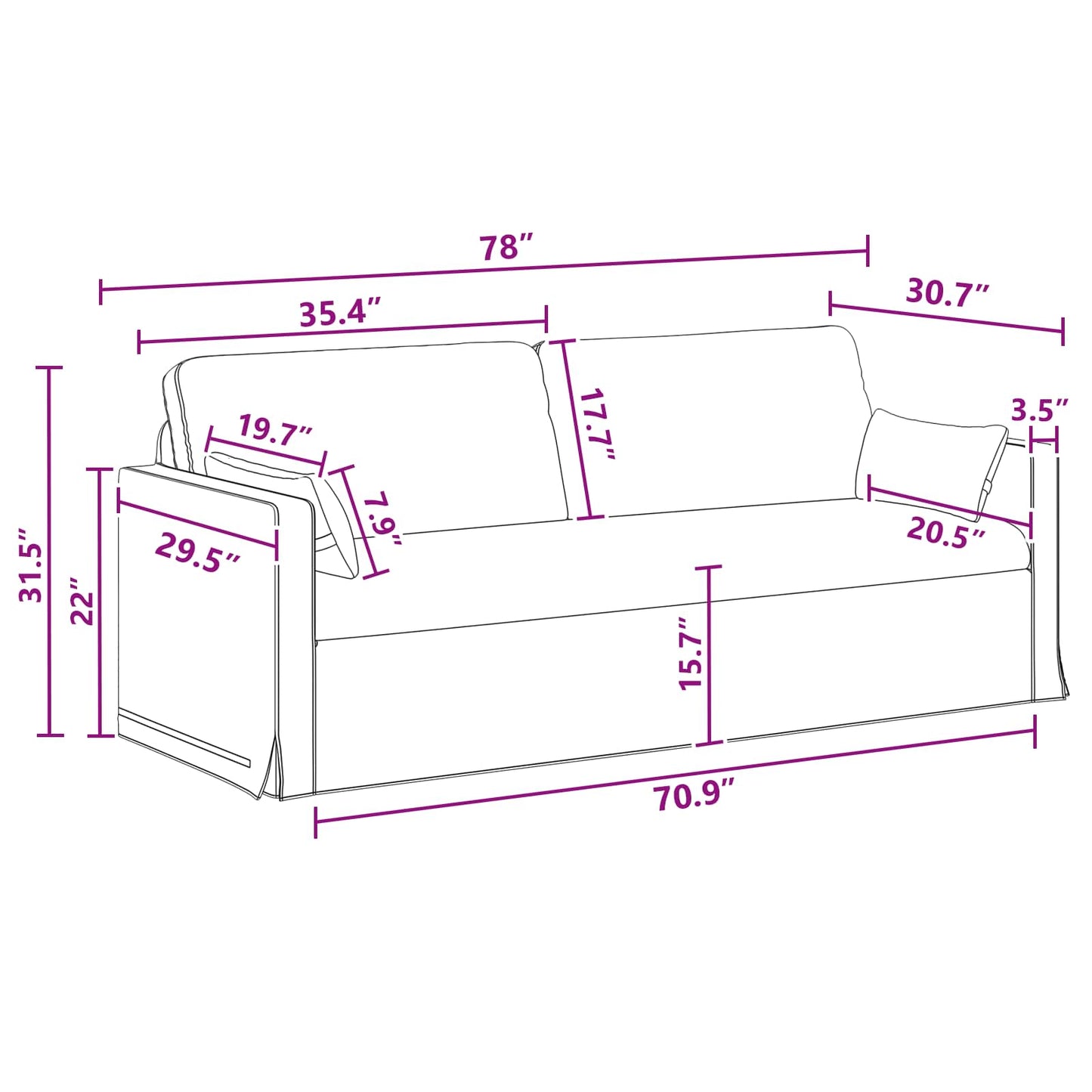 vidaXL Sofa Dunkelgrau 158 x 78 x 80 cm Stoff