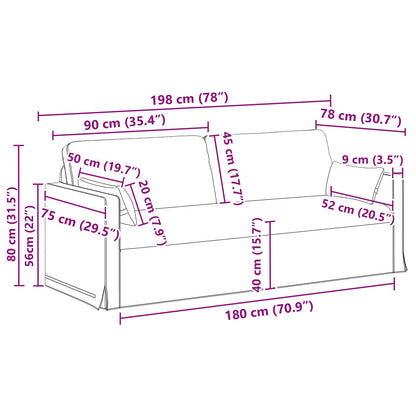 vidaXL Sofa Hellgrau 198 x 78 x 80 cm Stoff
