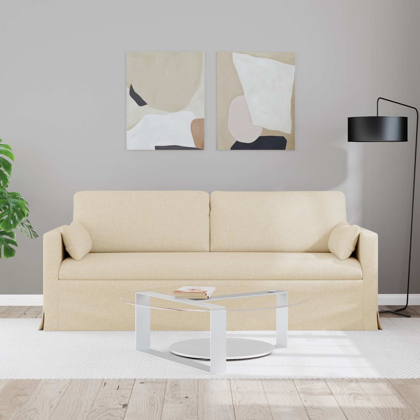 vidaXL Sofa Creme 198 x 78 x 80 cm Stoff