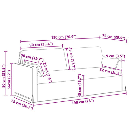Sofa Blau 198 x 78 x 80 cm Stoff