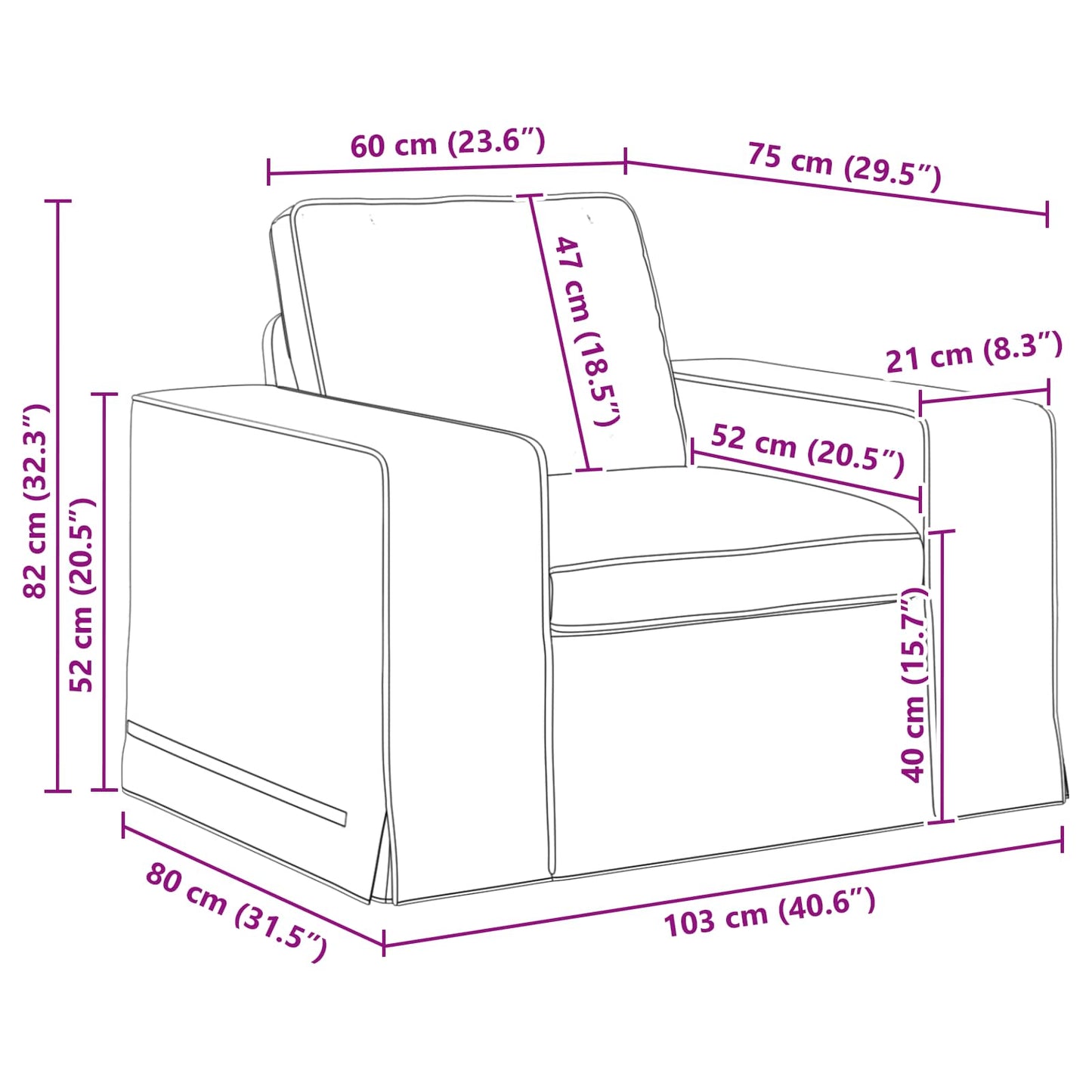 vidaXL Sofa Creme 103 x 80 x 82 cm Stoff
