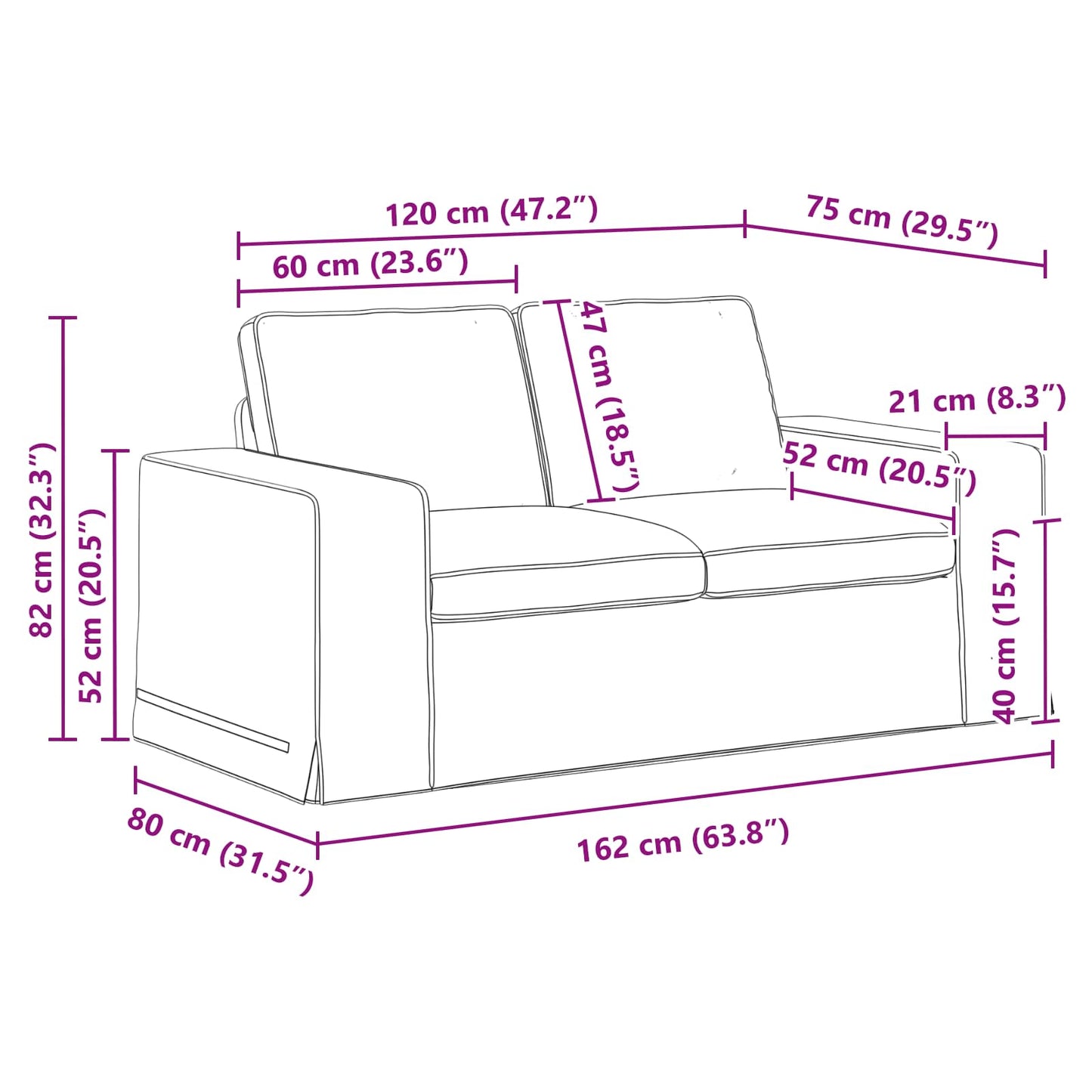 vidaXL Sofa Dunkelgrün 162 x 80 x 82 cm Stoff