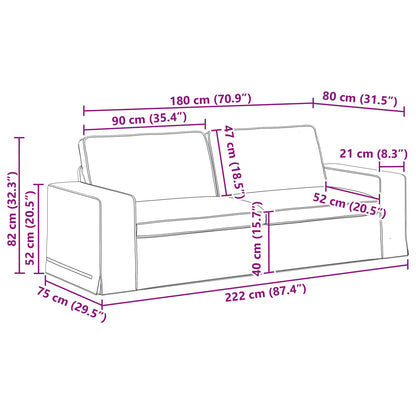 vidaXL Sofa Taupe 222 x 80 x 82 cm Stoff
