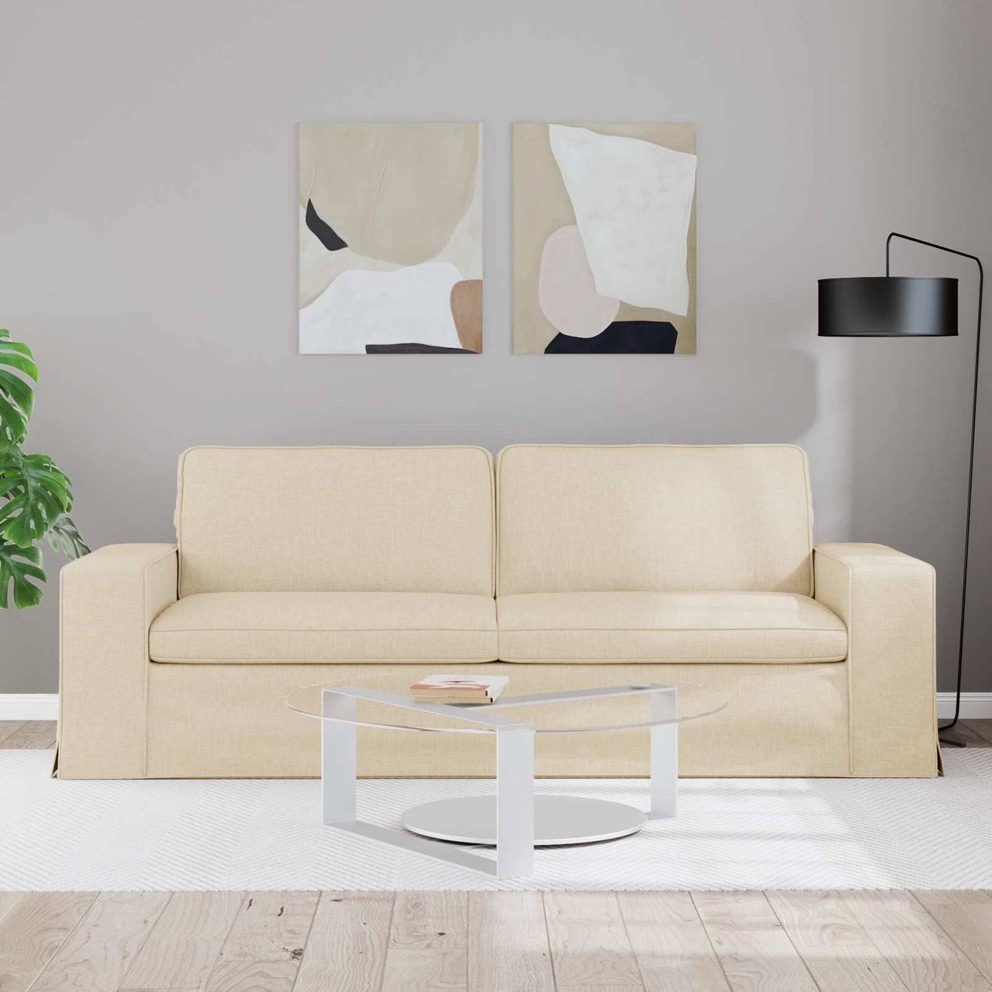 vidaXL Sofa Creme 222 x 80 x 82 cm Stoff