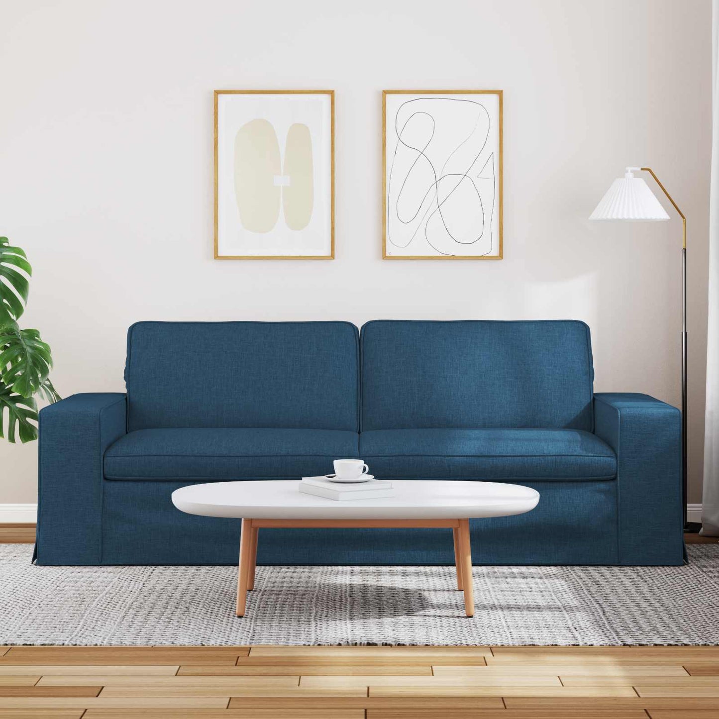 vidaXL Sofa Blau 222 x 80 x 82 cm Stoff