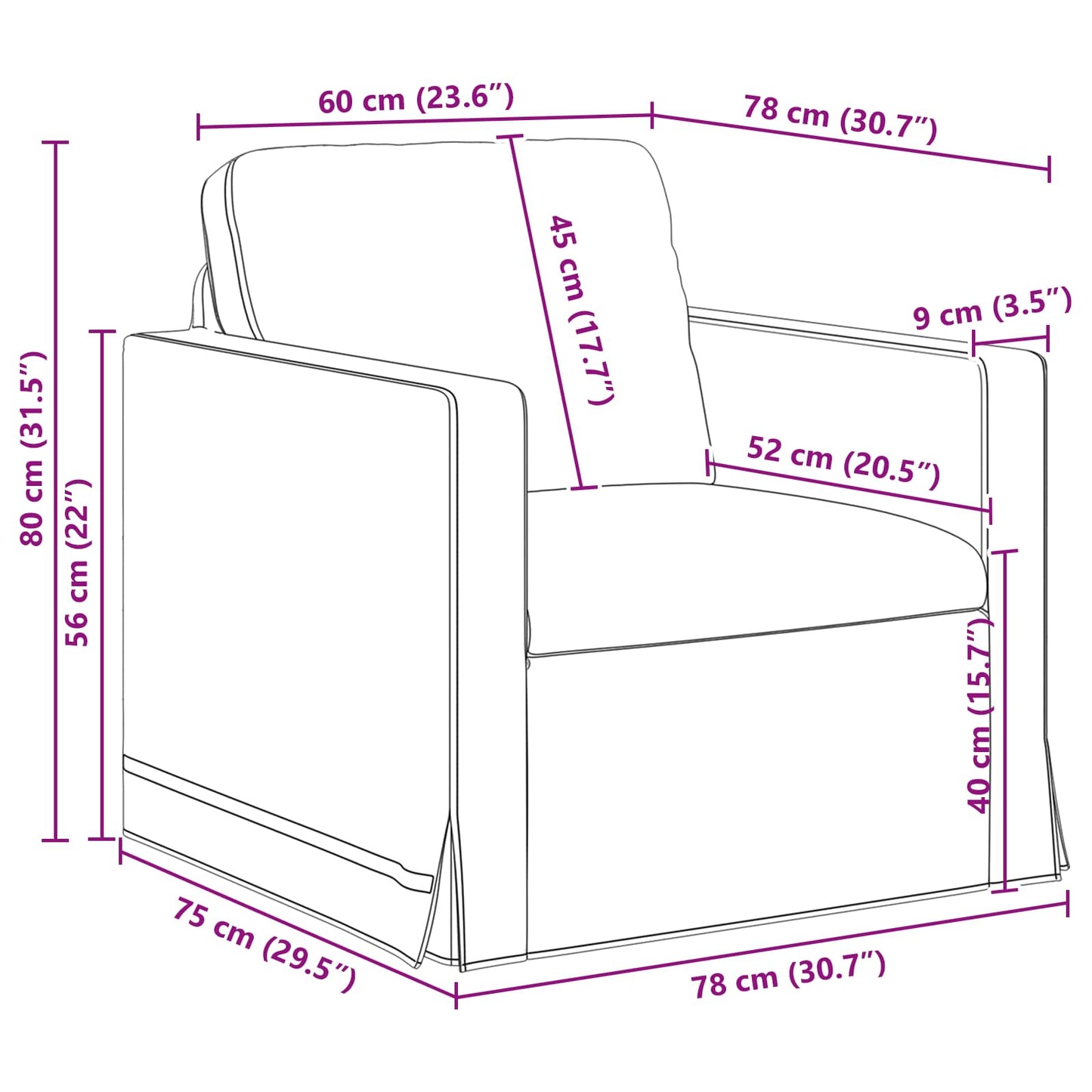 vidaXL Sofa Hellgrau 78 x 78 x 80 cm Samt