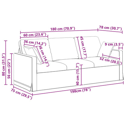 vidaXL Sofa Rosa 198 x 78 x 80 cm Samt
