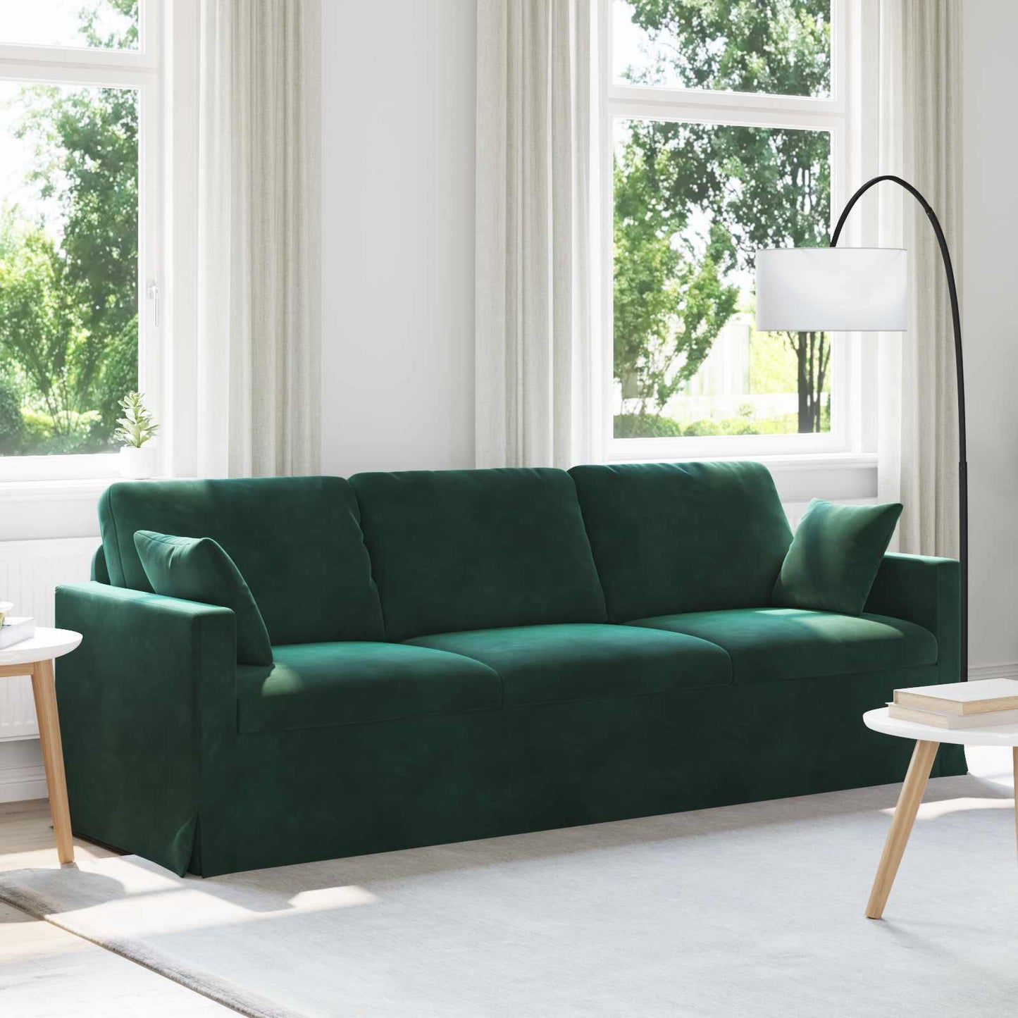 Sofa Dunkelgrün 228 x 78 x 80 cm Samt