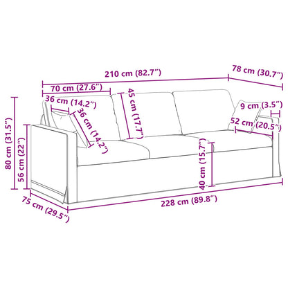 Sofa Dunkelgrün 228 x 78 x 80 cm Samt