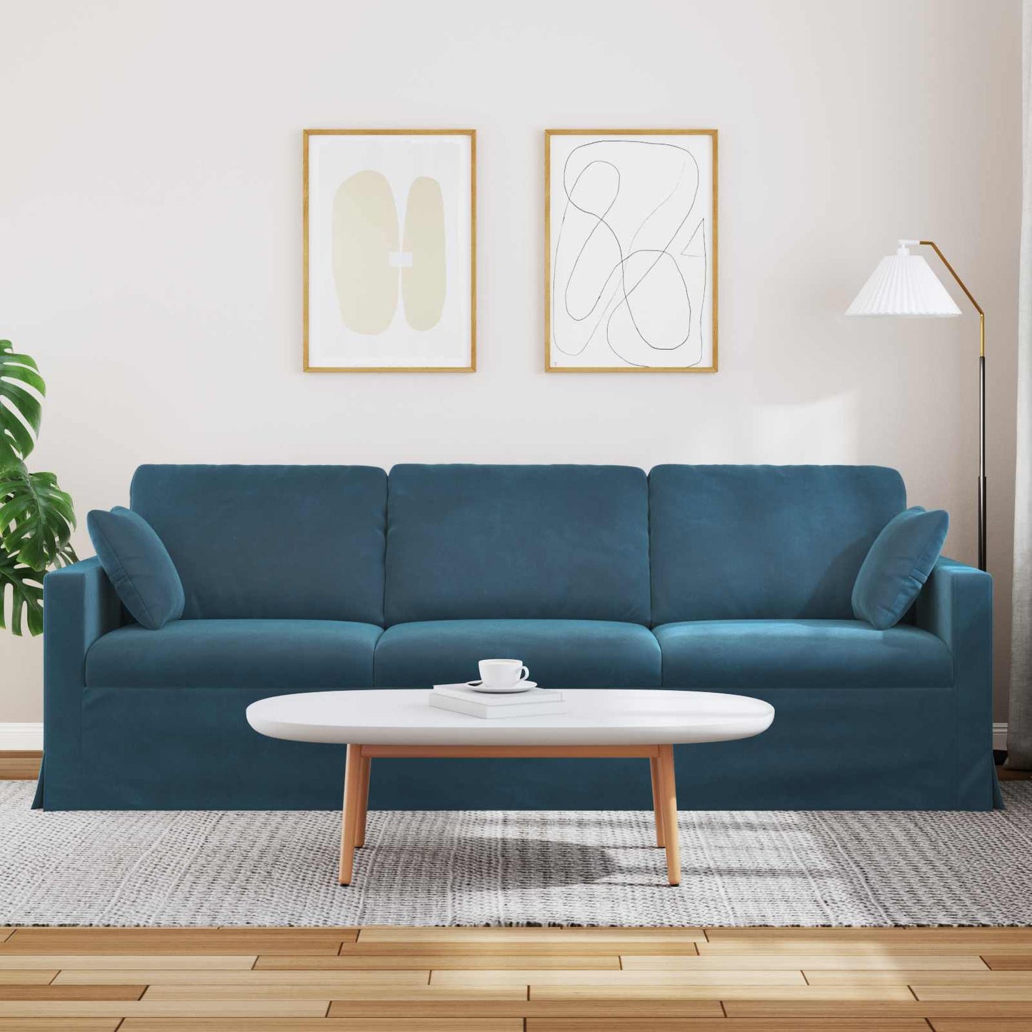 Sofa Blau 228 x 78 x 80 cm Samt