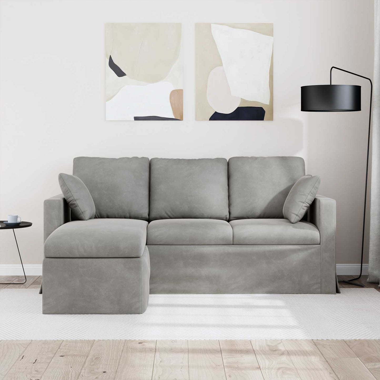 vidaXL Sofa Hellgrau 198 x 134 x 80 cm Samt