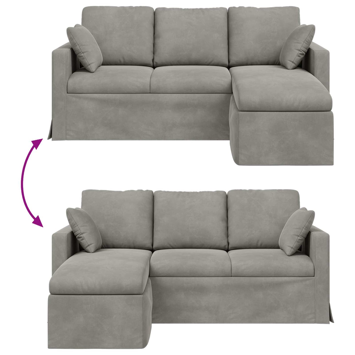 vidaXL Sofa Hellgrau 198 x 134 x 80 cm Samt