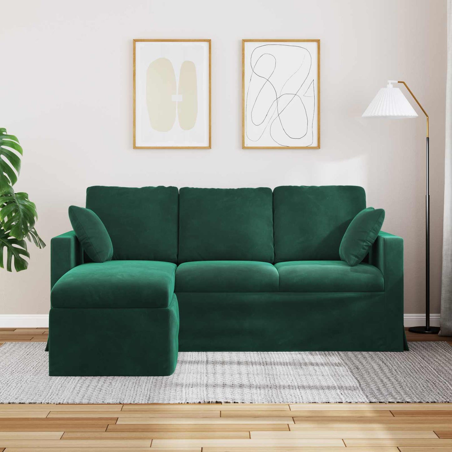 vidaXL Sofa Dunkelgrün 198 x 134 x 80 cm Samt