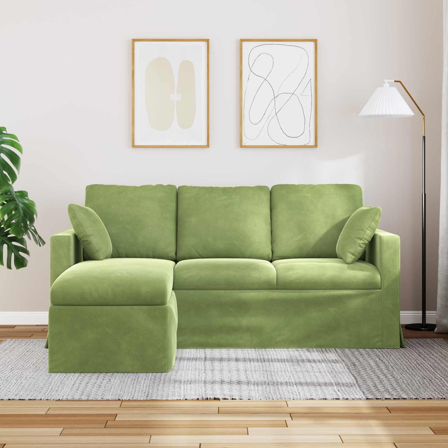 vidaXL Sofa Hellgrün 198 x 134 x 80 cm Samt