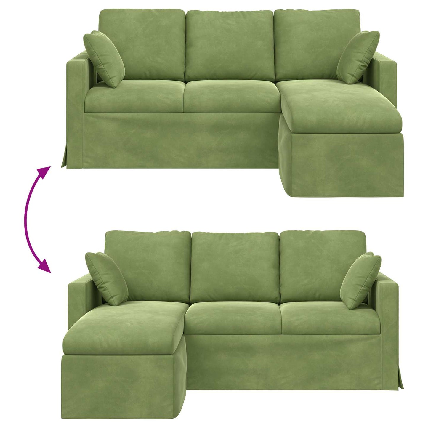 vidaXL Sofa Hellgrün 198 x 134 x 80 cm Samt