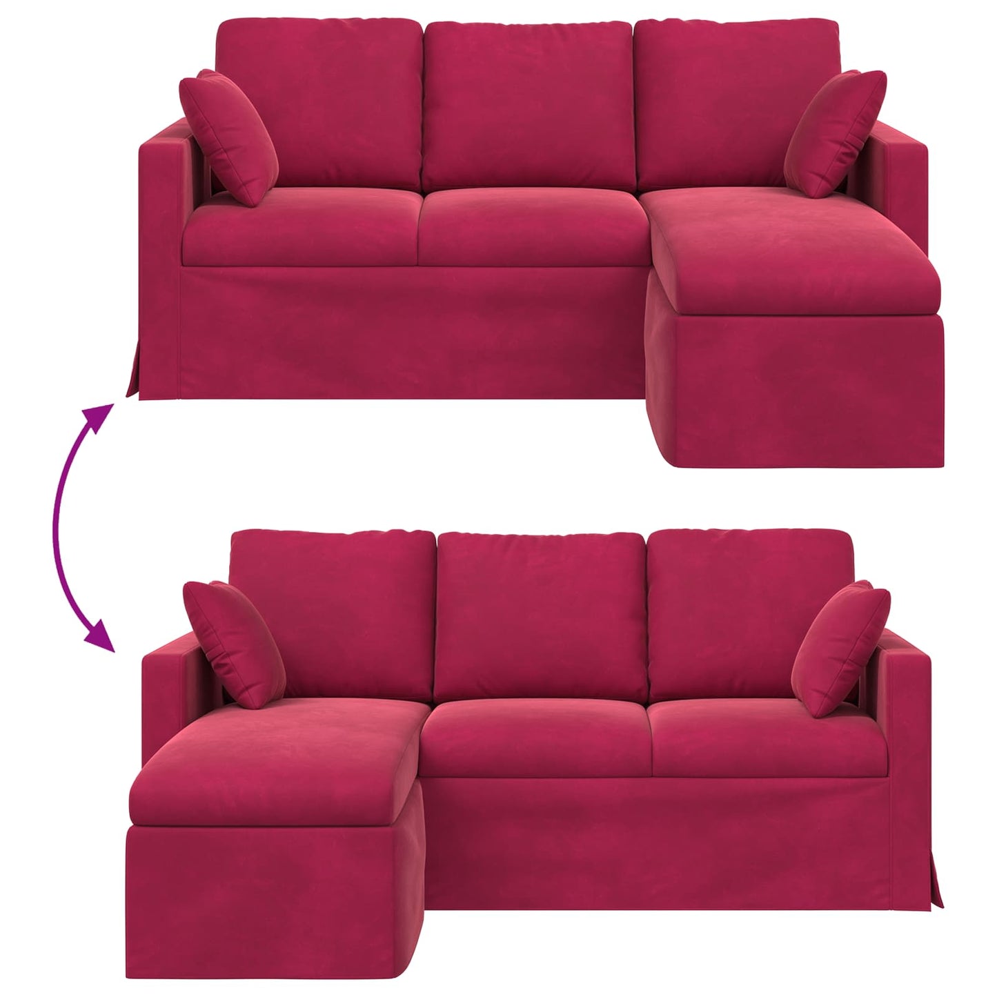 vidaXL Sofa Weinrot 198 x 134 x 80 cm Samt