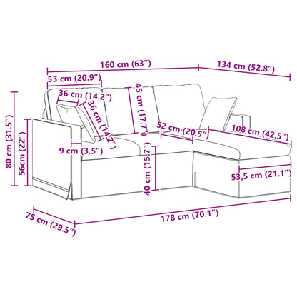 vidaXL Sofa Weinrot 198 x 134 x 80 cm Samt