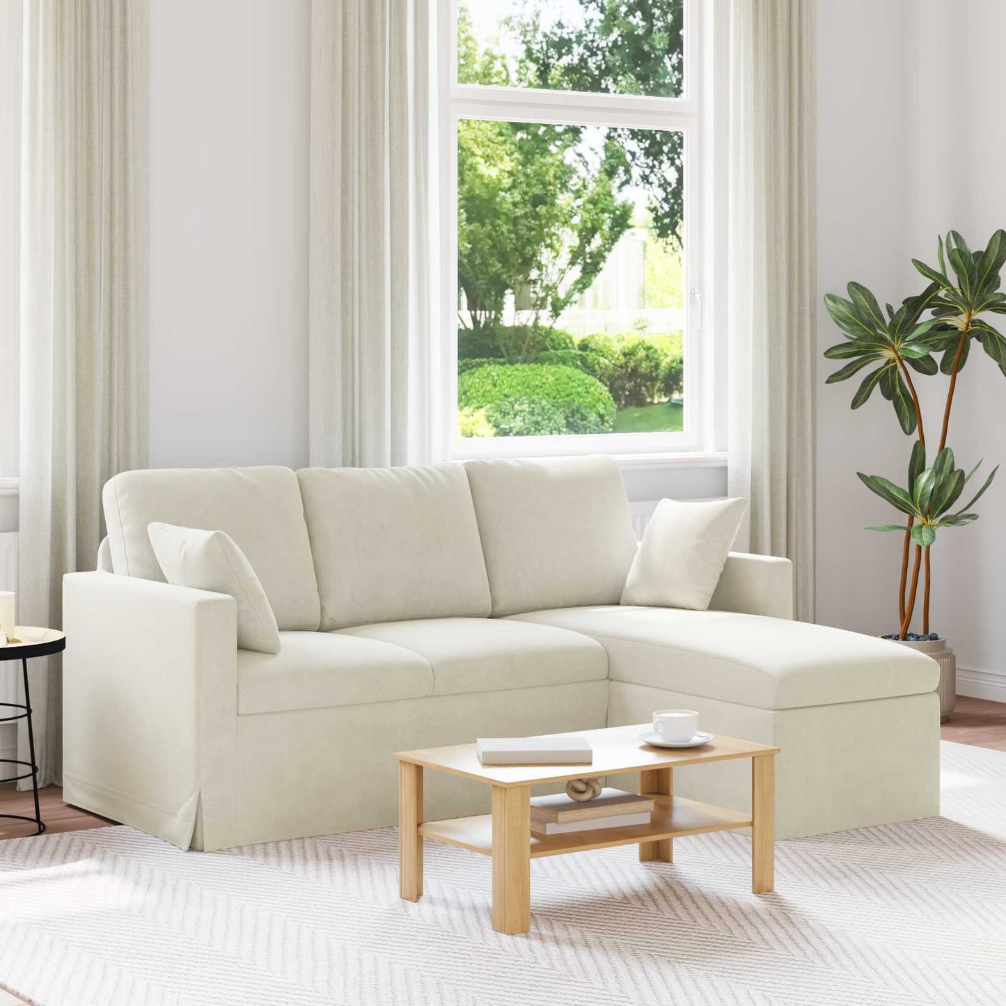 vidaXL Sofa Creme 198 x 134 x 80 cm Samt