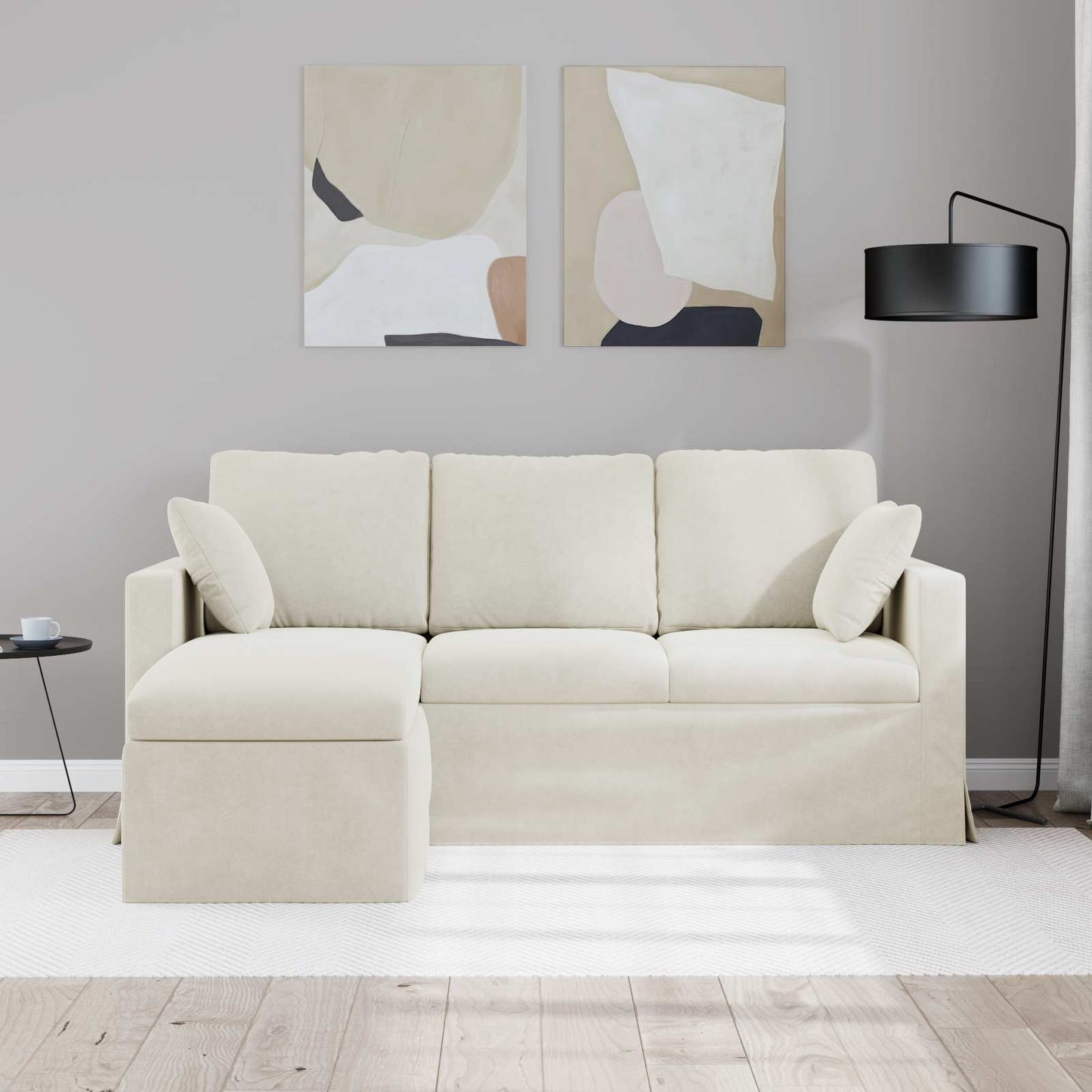 vidaXL Sofa Creme 198 x 134 x 80 cm Samt