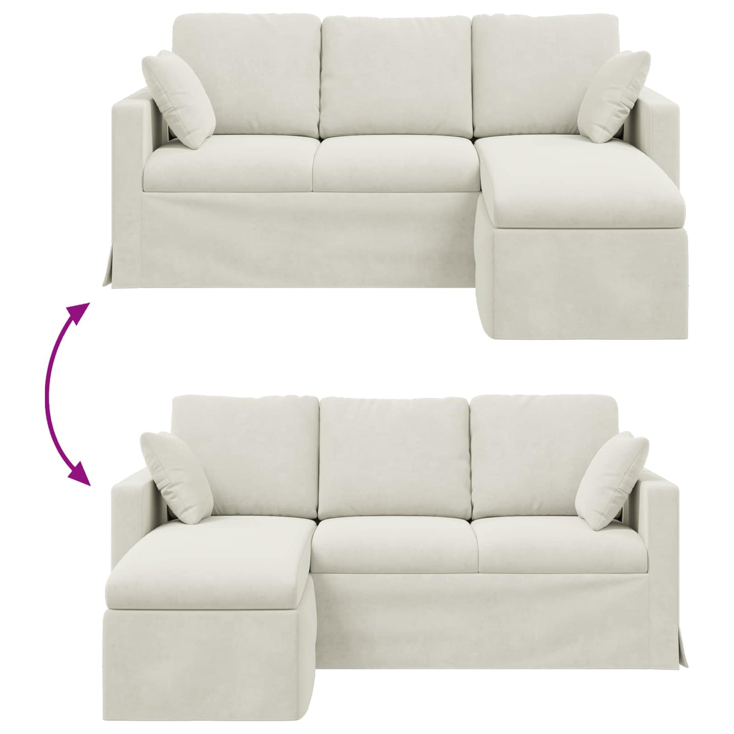 vidaXL Sofa Creme 198 x 134 x 80 cm Samt