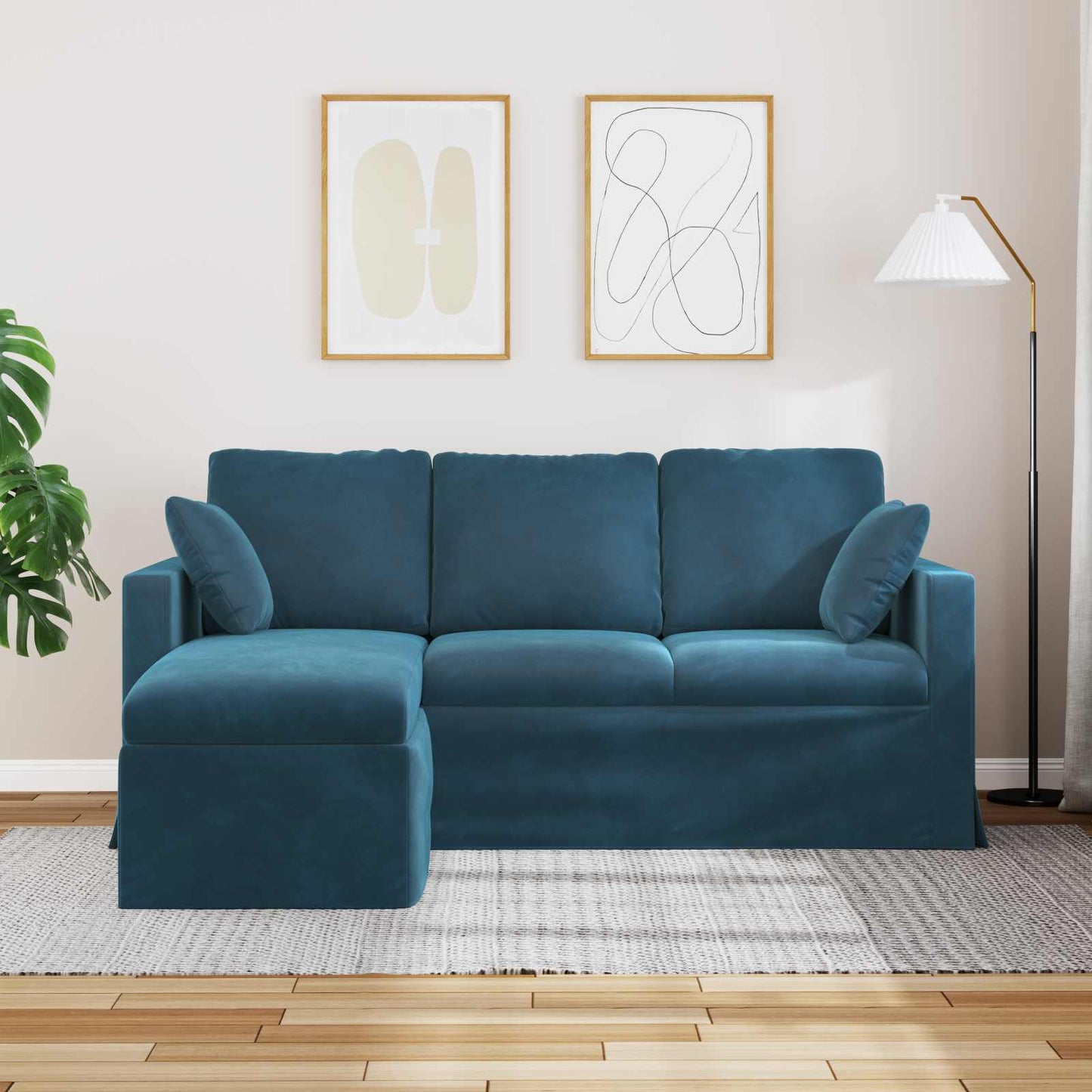 vidaXL Canapé bleu 198 x 134 x 80 cm Velours
