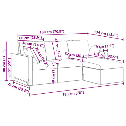 vidaXL Sofa Hellgrau 198 x 134 x 80 cm Samt