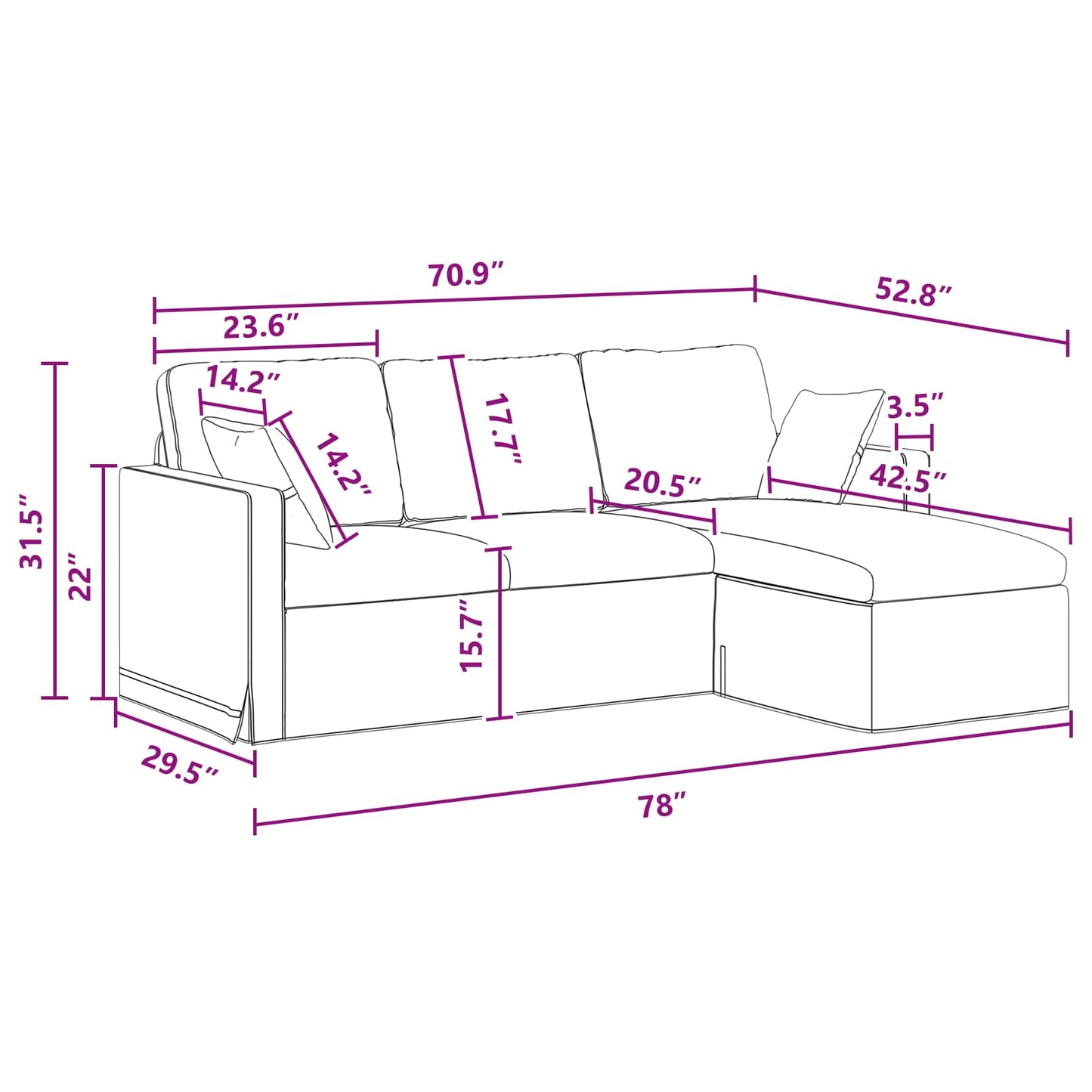 vidaXL Sofa Dunkelgrau 198 x 134 x 80 cm Samt