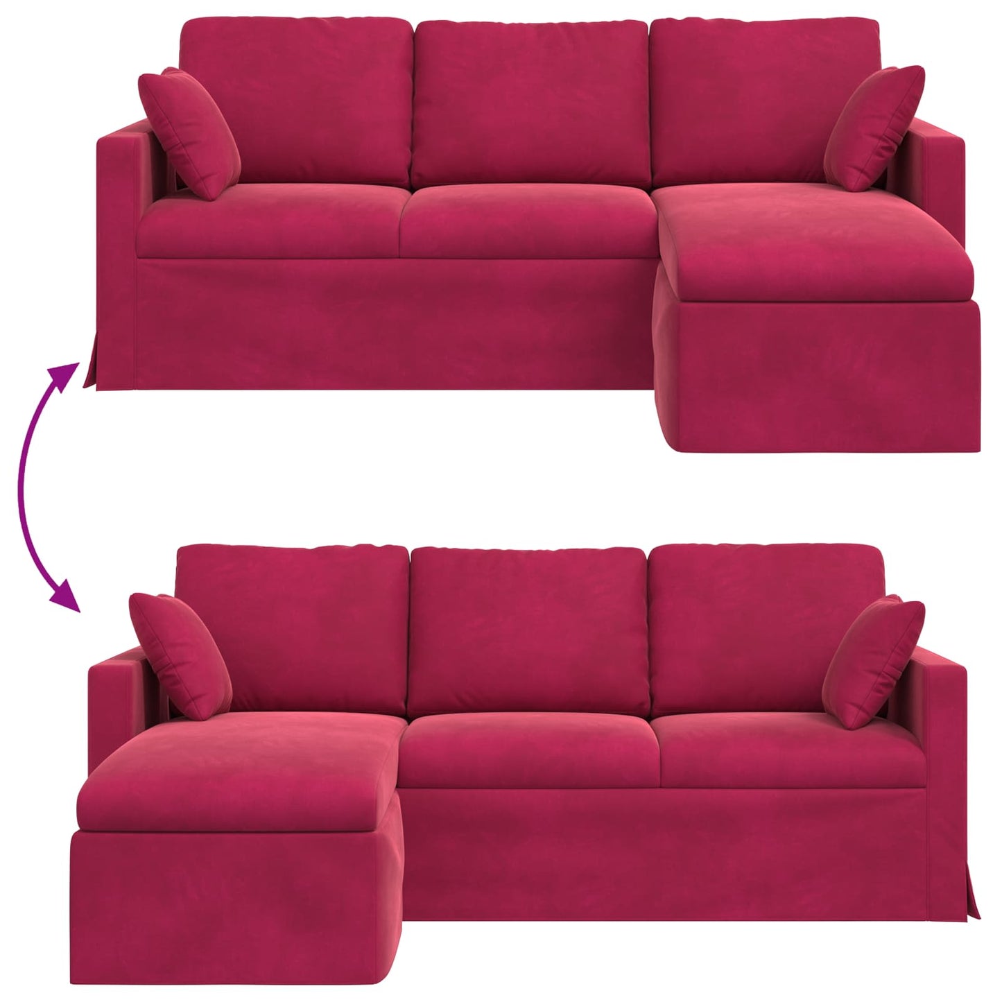 vidaXL Sofa Weinrot 198 x 134 x 80 cm Samt