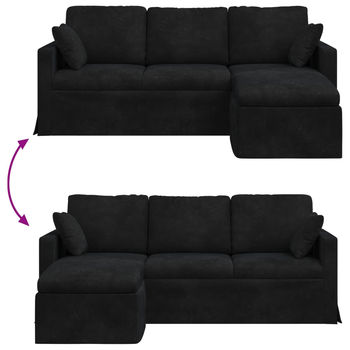 vidaXL Sofa Schwarz 198 x 134 x 80 cm Samt