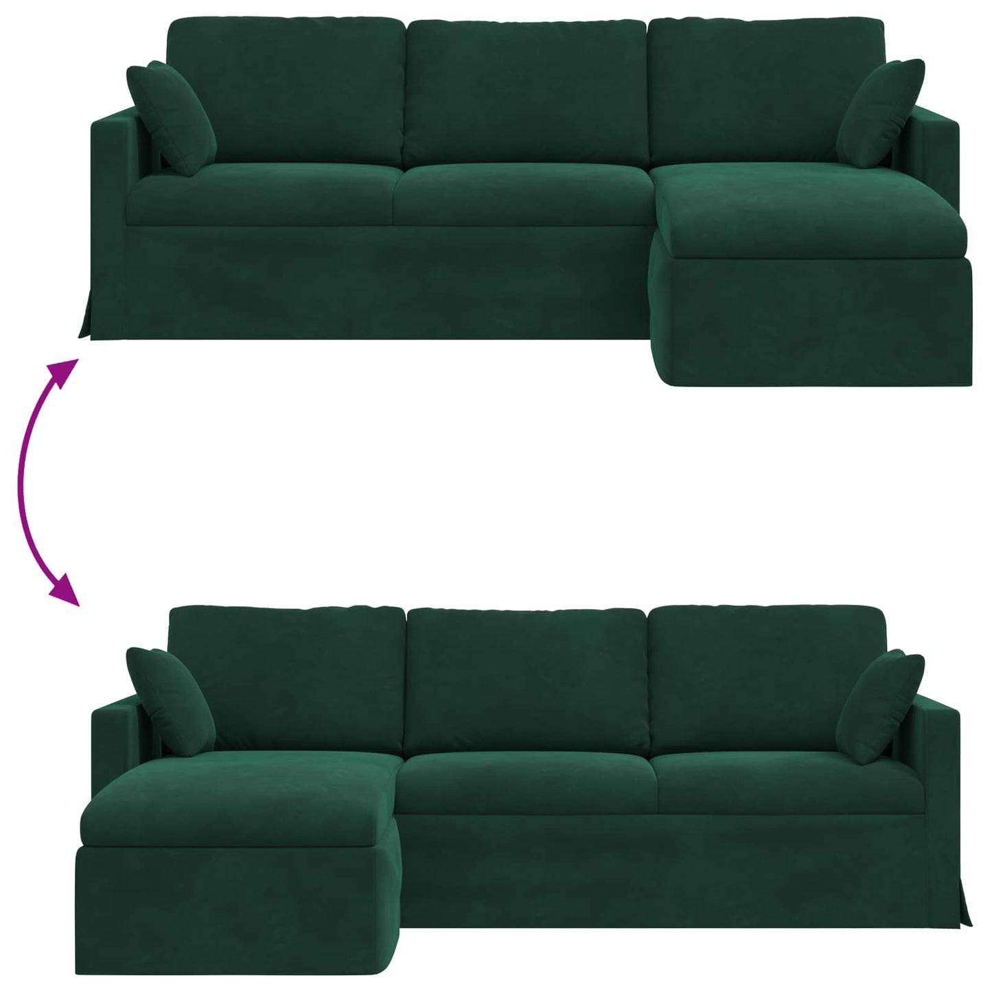 vidaXL Canapé vert foncé 198 x 134 x 80 cm Velours