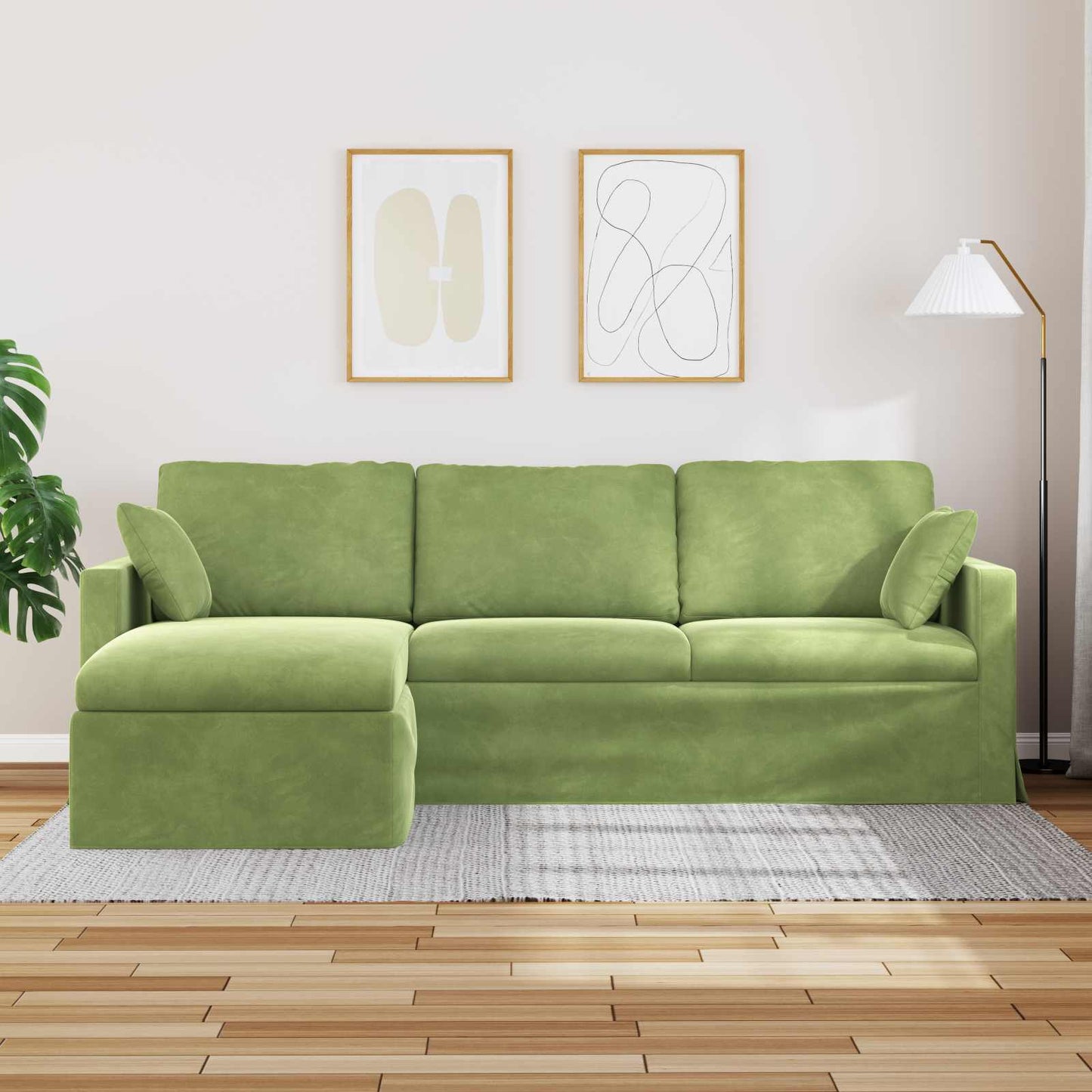 vidaXL Sofa Hellgrün 198 x 134 x 80 cm Samt