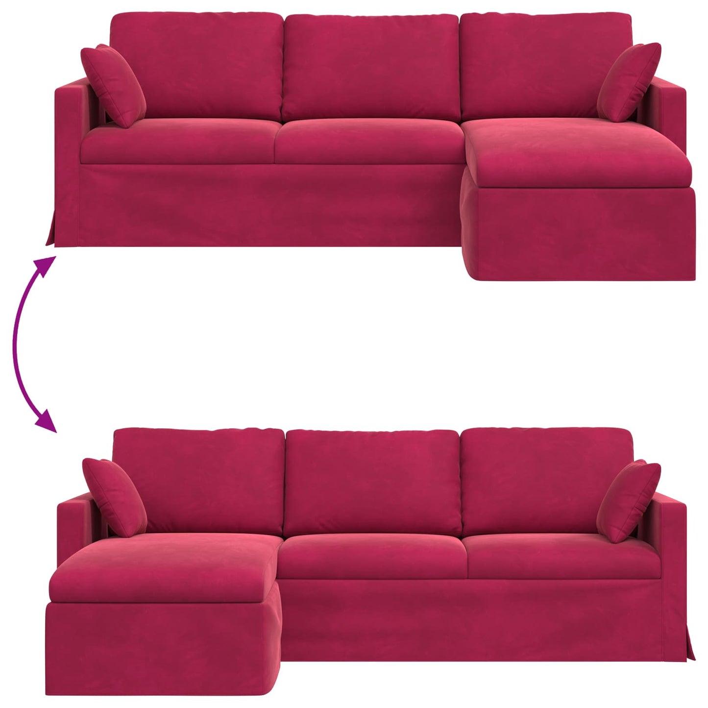 vidaXL Sofa Weinrot 198 x 134 x 80 cm Samt